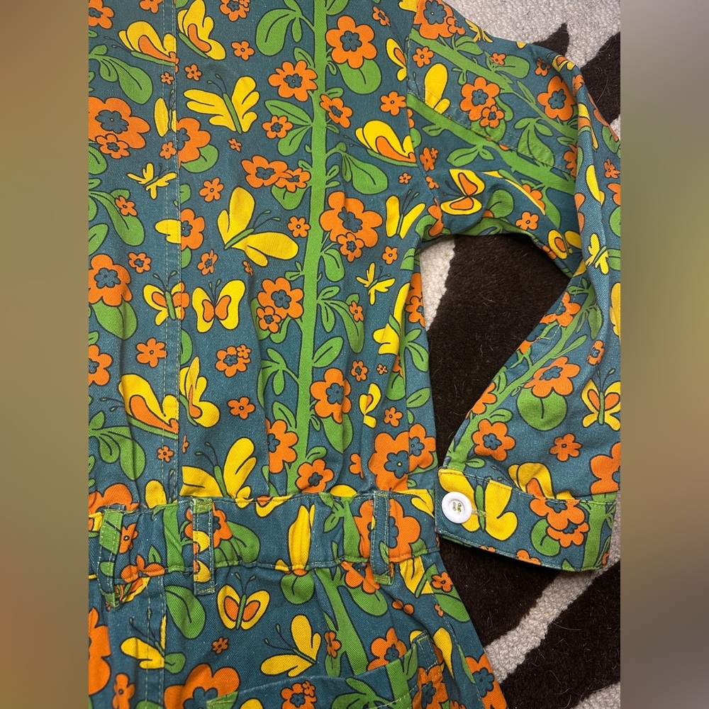 🦋Big Bud Press🦋 Everyday Long Sleeve Jumpsuit in 70s Floral Butterfly - S - RARE - Picture 12 of 16